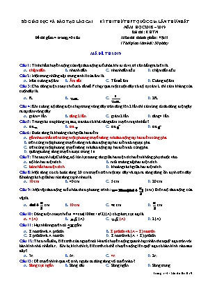 Đề thi thử THPT Quốc gia môn Vật lý lần thứ nhất - Mã đề 019 - Năm học 2018-2019 - Sở giáo dục và đào tạo Lào Cai (Có đáp án)